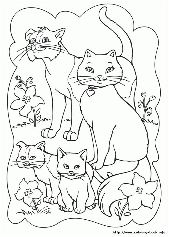 Kolorowanka Koty i Kwiaty - Kreatywna Zabawa dla Dzieci kolorowanka do druku